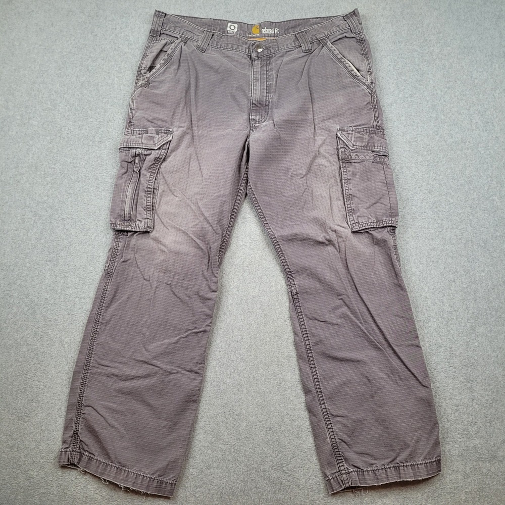 Carhartt Cargo Pants Mens 34x30 Gray Force Relaxed Fit Ripstop Workwear Trousers